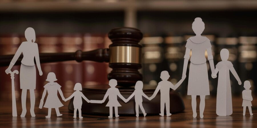 generational family unity law concept with paper cut outs judge39s gavel 97843 63636